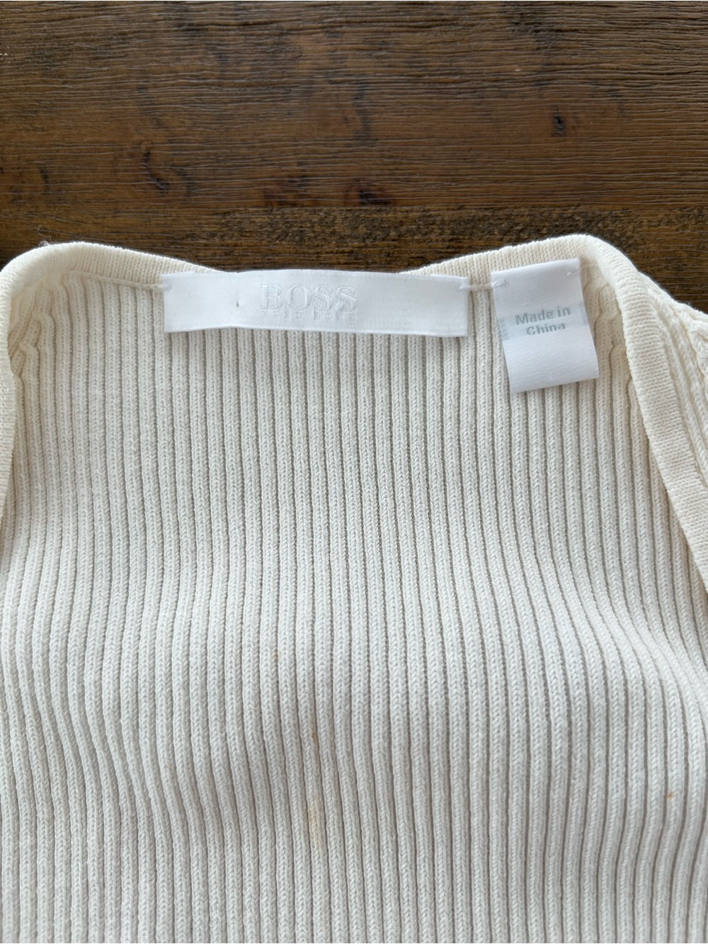 Boss Cream Ribbed Square-Neck Tunic - Picture 3 of 11
